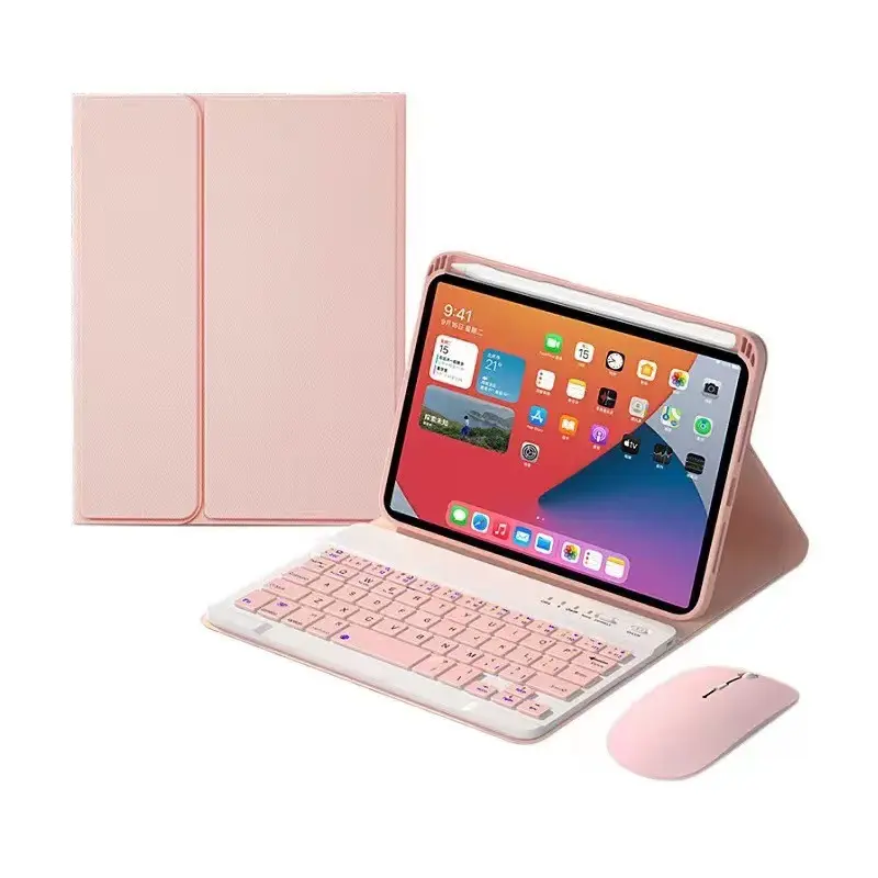 Renkli arkadan aydınlatmalı kablosuz klavye iPad kılıfı Mini 6 çıkarılabilir ve kalem yuvası tabletiniz için mükemmel bir arkadaştır