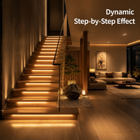 Contrôleur d'éclairage d'escalier LED Strip Motion Sensor CCT Full Kit Dynamic Main Wiring 12v24V Speed Brightness Led ladder Controller