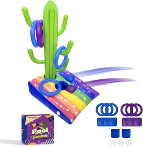 ชุดเกมโยนห่วงกระบองเพชรและคอร์นโฮลแบบเป่าลม 2-in-1 ลายสายรุ้ง - Product Image 1