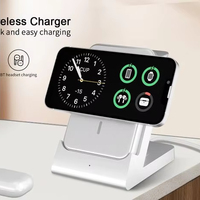 Support de charge 3-en-1, chargeur sans fil 15W avec batterie externe 5000mAh pour montres connectées et écouteurs sans fil