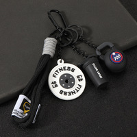 Porte-clés populaire en silicone PVC en forme d'haltères de fitness, accessoire de sac à dos, ornement décoratif pour bouteille d'eau de sport