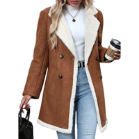 Nouvelle veste en daim marron pour femme, style décontracté, automne-hiver, nouvelle arrivée, longueur moyenne, doublure en polaire chaude