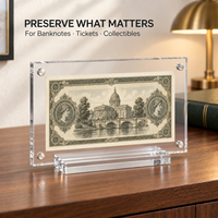 Cadre d'affichage de devises en acrylique transparent, personnalisable en taille et épaisseur, avec fixation magnétique à vis, support pour billets de banque