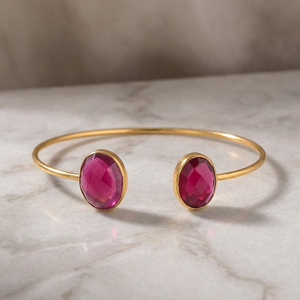 Stainless Steel Handmade Gemstone <b>Earrings</b> 14K Gold Plated Fashion Bangle - Product Image 3
