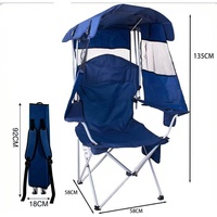 Chaise de plage pliable portable avec auvent 3 côtés, multicolore, construction robuste, capacité de charge 120 kg, pour le camping en plein air