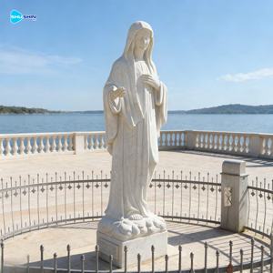 تمثال مريم العذراء من الرخام بتصميم أوروبي يدوي الصنع لحدائق ومراكز ميديوجوري الكاثوليكية - Product Image 6