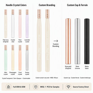 Pinceau à ongles plat avec manche en acrylique, poils en nylon durables, outil de mélange de gel pour salon professionnel et manucure DIY - Product Image 6