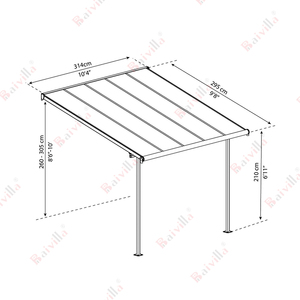 Diseño moderno blanco Anti-oxidación de marco de aluminio <span class=keywords><strong>Patio</strong></span> cubierta-Paso de <span class=keywords><strong>policarbonato</strong></span> <span class=keywords><strong>techo</strong></span> toldos cubren piscinas - Product Image 6