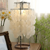 Lampe de table simple moderne en fer argenté avec coque LED pour chambre à coucher, salon, chevet, bar