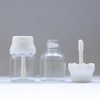 Tube de brillant à lèvres vide Kawaii Wave Flip Cap 14ml en PETG transparent, conteneur cosmétique pour gloss, imprimé UV, faux cils