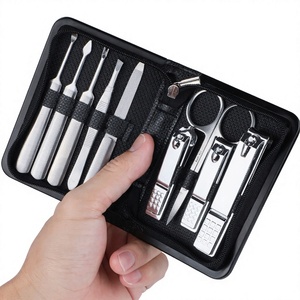 Ensemble d'outils de manucure et pédicure 9 pièces, coupe-ongles en métal, kit de suppression des cuticules avec étui à fermeture éclair pour salon et voyage - Product Image 1