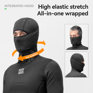 <span class=keywords><strong>ROCKBROS</strong></span> Haut de cyclisme thermique à manches longues coupe-vent à capuche pour adulte, unisexe, en molleton, viscose/acrylique/spandex, 374g - Product Image 3