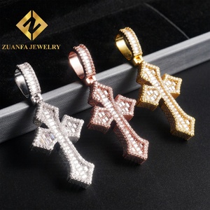 Fashion <b>Cross</b> Pendant Necklaces Charms for <b>Men</b> Hip Hop Pass Diamond Tester Iced Out Fire Jewelry 925 Sterling <b>Silver</b> - Product Image 4