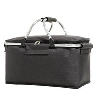 Panier de pique-nique pliable en aluminium noir, grande capacité, épaissi, portable, isolant, pour extérieur, un seul emballage