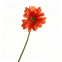 Bunga Gerbera Daisy Buatan Berkualitas Tinggi L-144, Tangkai Tunggal, Bunga Palsu Sentuhan Asli, Warna Oranye, Krisan Palsu, Grosir