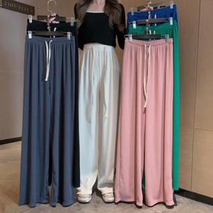 2026 nuevo KJ 2025 pantalones de pierna recta con patrón de hueso de serpiente para mujer, pantalones de pierna ancha arrugados hasta el suelo adelgazantes de cintura alta de verano - Product Image 1