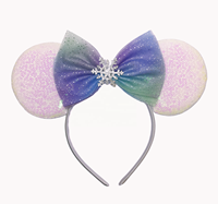 Nouveaux enfants et adultes Style flocon de neige 5 pouces paillettes arc et oreilles de souris Festival bandeau accessoires