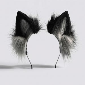 E0007 Gothic Wolf Ear Faux Fur Headband,Plush Animal Ears Hairband, <strong>Cool</strong> Alt Fashion Cosplay <strong>Hair</strong> <strong>Accessory</strong> for Anime - Product Image 1