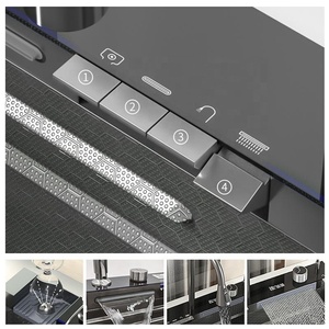 <span class=keywords><strong>Évier</strong></span> de <span class=keywords><strong>cuisine</strong></span> professionnel en acier inoxydable nano PVD de 750 mm, poste de travail à cuve unique, à encastrer sous plan, avec robinet cascade LED et douchette extractible - Product Image 4