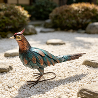 Sculpture de faisan en métal accrocheuse, statue de jardin, art métallique d'extérieur pour la décoration de patio et de pelouse