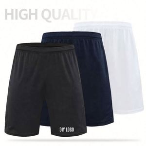 Shorts de sport décontractés pour hommes, séchage rapide, respirants, anti-plis, taille élastique, couleur unie, 100 % polyester, avec logo personnalisé - Product Image 1