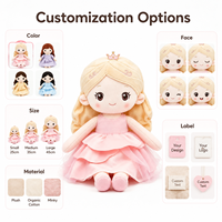 Fabrication de poupées en peluche personnalisées, modèle Princesse Rose, avec tenue amovible, en polyester, certifiées CE, faible MOQ, OEM ODM