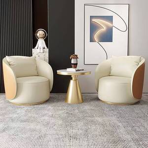Fauteuil de salon moderne en cuir, fauteuil d'appoint, siège de détente pour hôtel, bureau, réception, salle d'attente - Product Image 1