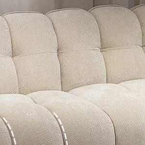 Canapé une place en velours chenille crème style <span class=keywords><strong>français</strong></span>, dossier haut, pour salon, appartement ou hôtel haut de gamme, ligne droite - Product Image 5