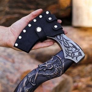 Custom Handmade High Quality Steel <b>Viking</b> <b>Axe</b> with Wooden Handle and Fine Leather Sheath Handmade <b>Axes</b> Camping &Meat <b>Viking</b> <b>Axe</b> - Product Image 2