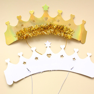 DAMAI Vente en gros de chapeaux d'anniversaire en <span class=keywords><strong>papier</strong></span> avec couronne à pompons dorés et argentés pour enfants et adultes, accessoires de décoration pour fêtes et rassemblements - Product Image 4