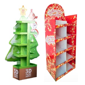Gran oferta, soportes de exhibición de calcetines de Navidad modernos plegables, papel de cartón para exhibiciones de suelo POP para promoción de regalos de Navidad - Product Image 1