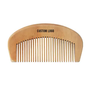 Natural Anti-Static Small Beard Comb Personalized Custom Detangling Pocket Wooden Hair Comb for Curly Thick Wavy Straight Hair