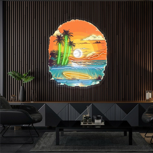 Sóng hoàng hôn nhiệt đới dẫn dấu hiệu Neon cho thanh ngoài trời trang trí lướt sóng ánh sáng chào mùa hè Acrylic trong nhà vườn - Product Image 4