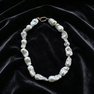 Large 18-25mm Baroque Freshwater Pearl Choker <strong>Necklace</strong> 18K Gold Plated <strong>Toggle</strong> Clasp Irregular Freeform Statement Women Jewelry - Product Image 2