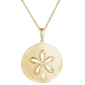Collar con Colgante de Dólar de Arena, Joyería Tropical Marina de Plata de Ley 925 y Oro Amarillo de 14K con Moissanita - Product Image 5