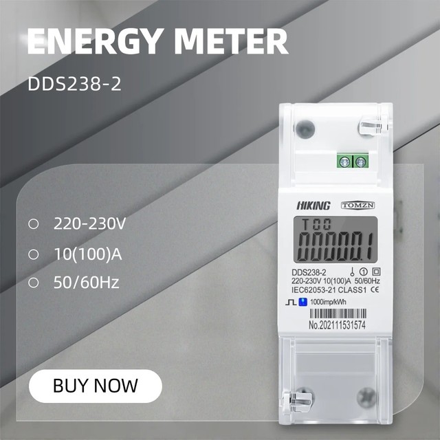 TOMZN Official 120V 230V AC 100A High-current Energy Meter 50Hz 60Hz Class1 35mm DIN Rail 5+1 99999.9 DDS238-2 1-Phase 2-Wire