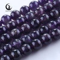 Perles d'améthyste Zhe Ying 6 mm, 8 mm, 10 mm, niveau 2, pierre naturelle, améthyste ronde, perles en vrac pour la création de bijoux
