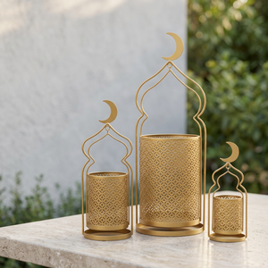 2026 Latest Hot Selling Ramadan Home Decorations Classic Metal Moroccan Lanterns Popular Moon Design - Product Image 1
