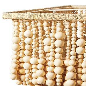 French Style Vintage Bohemian Wooden Bead Tassel Chandelier For Living Room Bedroom <b>Dining</b> Room Decorative Pendant <b>Light</b> - Product Image 3