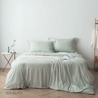 Parure de draps rafraîchissants 100 % bambou avec tissage satiné 300 fils/cm², taie d'oreiller et drap 400 fils/cm² taille Queen, draps de lit en bambou
