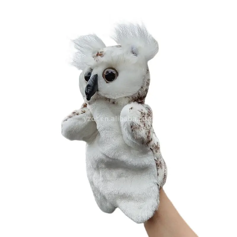 Owl Custom Logo Puppet Soft Animal Toy Stuffed Plush Owl Finger Hand Puppet