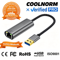 Adaptador de tarjeta de red USB3.0, adaptador Ethernet, tarjeta de red de aleación de aluminio trenzado de 2,5 Gbps para ordenador, teléfono móvil USB/tipo C