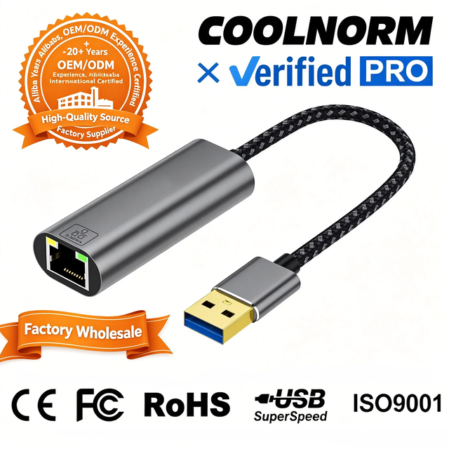 Network Card Adapter USB3.0 Ethernet Adapter Network Card Braided Aluminum Alloy 2.5Gbps for Computer USB/Type-C Mobile Phone