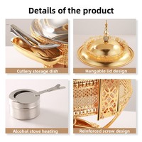 Chauffe-Plats Durable en Acier Inoxydable Doré avec Couvercle Suspendu pour Mariage – Ensemble Buffet Professionnel