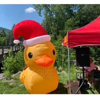 Décoration de Noël Canard géant gonflable jaune Mascotte Canard de Noël avec lumières LED