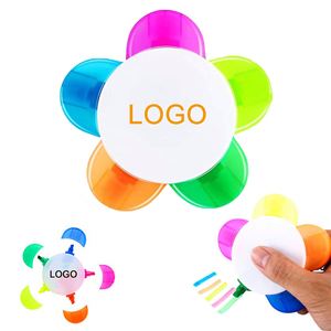 Custom Logo Printed 5 in 1 <b>Multi</b> Colors Highlighter 5 <b>Color</b> Flower Shape Daisy Highlighter <b>Pen</b> - Product Image 3