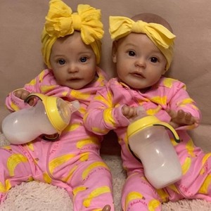 Muñecos Reborn Gemelos de Vinilo y Silicona No Tóxicos con Piel 3D, Niño y Niña Estilo Americano de 55 Cm - Product Image 3
