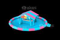 Bar aquatique gonflable commercial, piscine gonflable avec parasol, piscine en PVC, structure gonflable pour fête en plein air