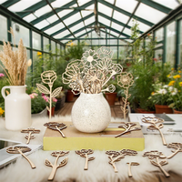 Ensemble de décor de tiges de fleurs sauvages Découpe au laser Artisanat en bois pour boîtes en bois et panneaux muraux Design unique pour la décoration intérieure