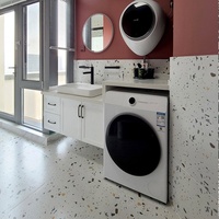 Carreaux de sol gris terrazzo mat antidérapants à petites particules, style luxe léger, 600x600, pour salon, salle à manger, centre commercial, magasin de vêtements
